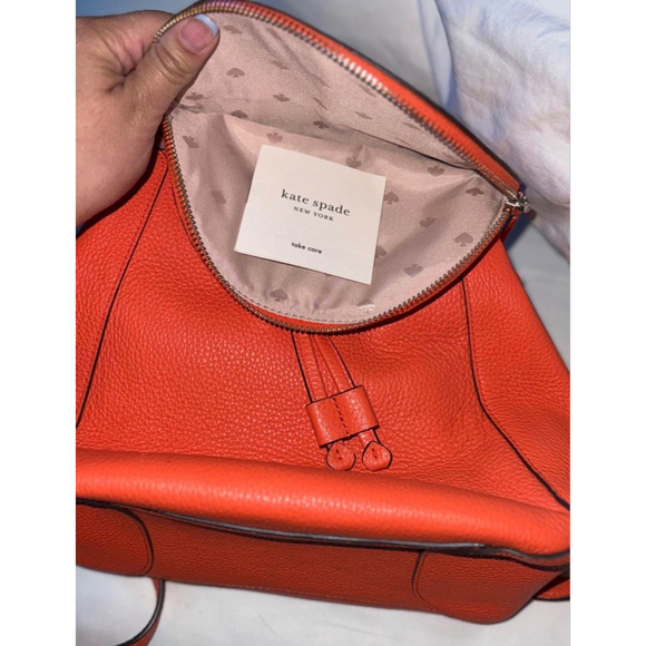 Kate Spade Leila Vibrant Orange Medium Flap Leather Backpack | One Size | EUC - Picture 8 of 11